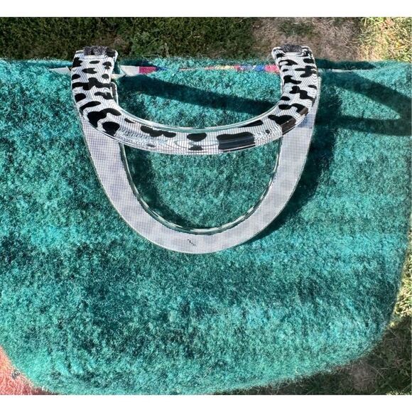 Green wool purse lucite handle Jack Mary - Picture 9 of 14
